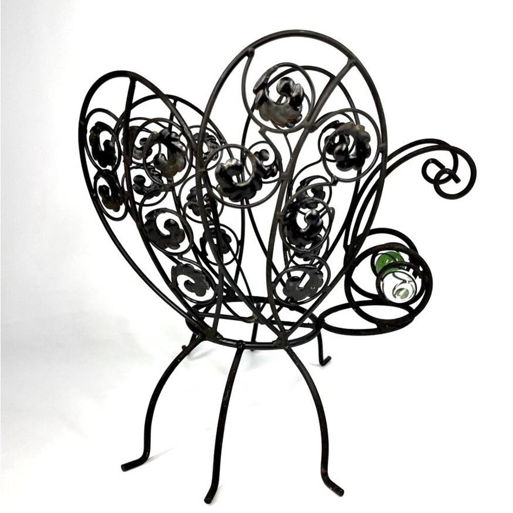 Wrought Iron Butterfly Plant Stand Decorative Garden Planter 11.5x11x11.5” VTG